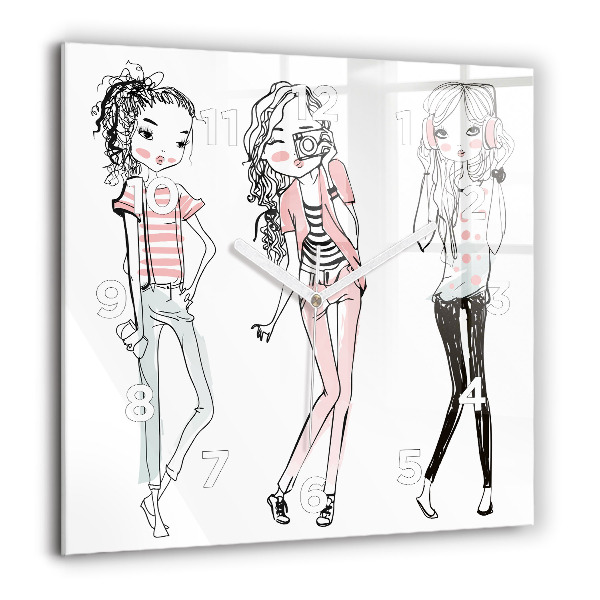 Čtvercové nástěnné hodiny Dámská móda