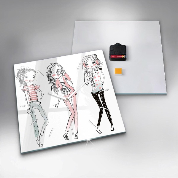 Čtvercové nástěnné hodiny Dámská móda