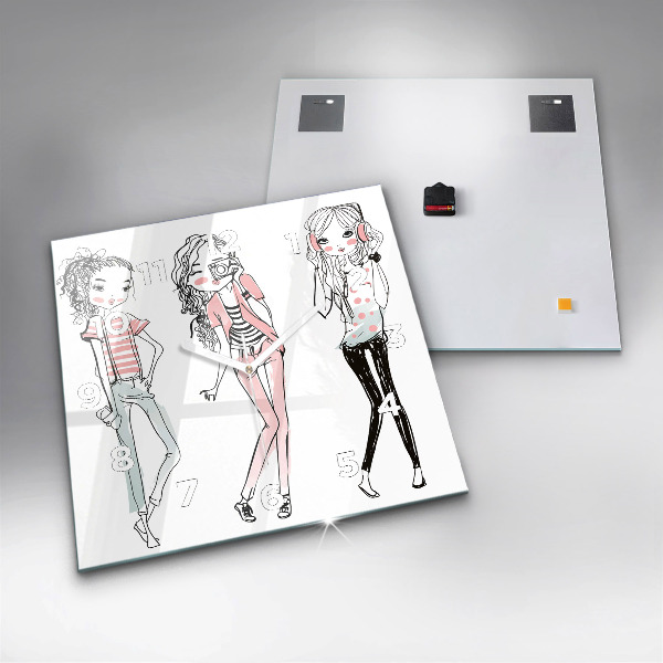 Čtvercové nástěnné hodiny Dámská móda