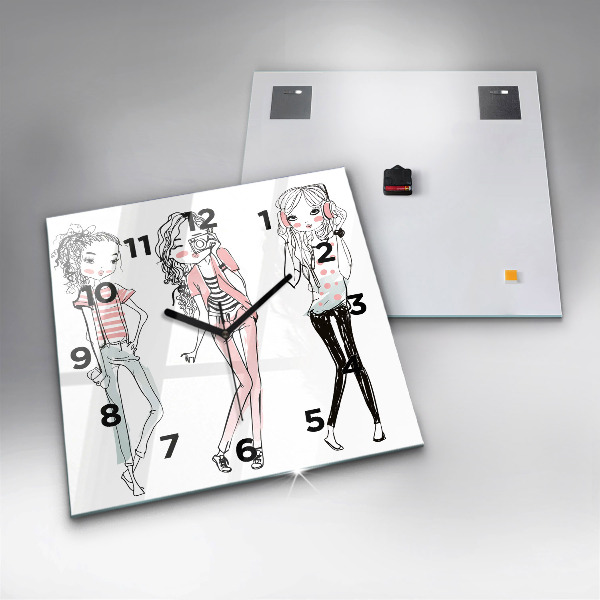 Čtvercové nástěnné hodiny Dámská móda