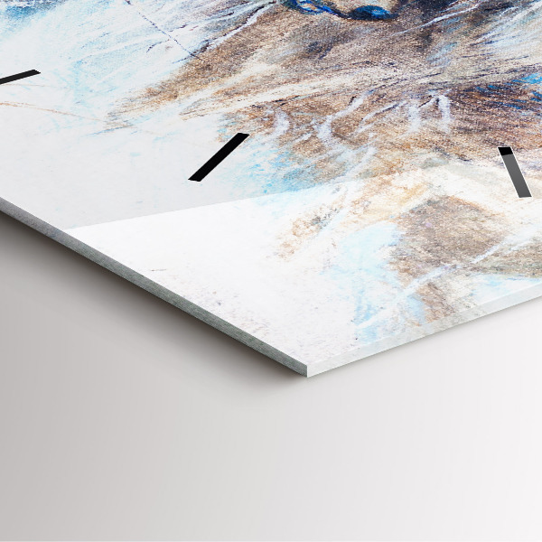 Čtvercové nástěnné hodiny Vlci v lese