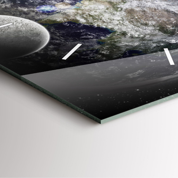 Skleněné hodiny čtvercové Země Měsíc Slunce