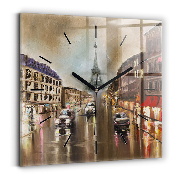 Čtvercové nástěnné hodiny Architektura města Paříže