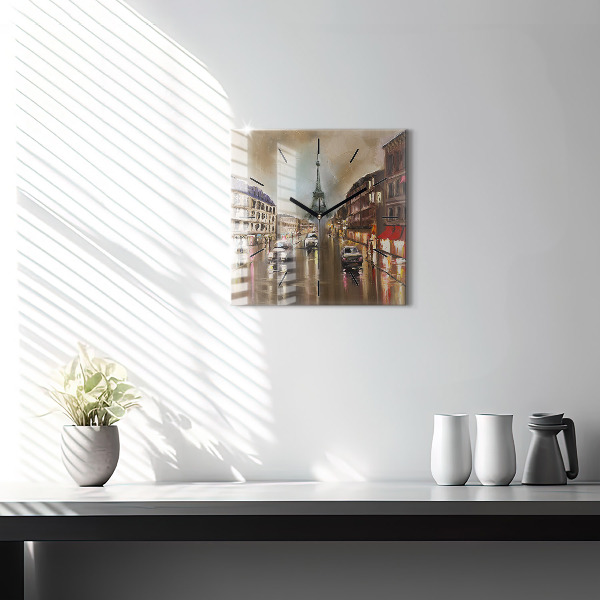 Čtvercové nástěnné hodiny Architektura města Paříže