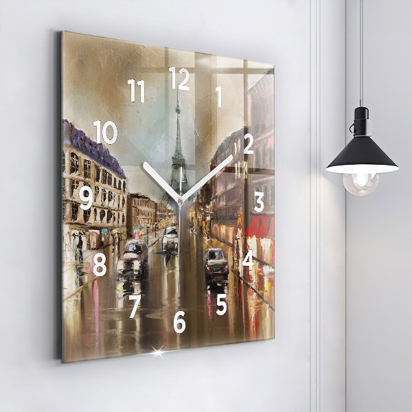 Čtvercové nástěnné hodiny Architektura města Paříže