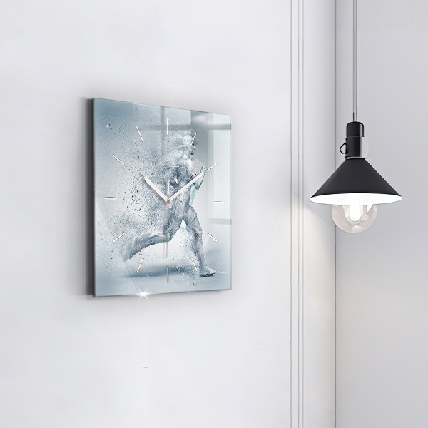 Čtvercové nástěnné hodiny Běžící muž