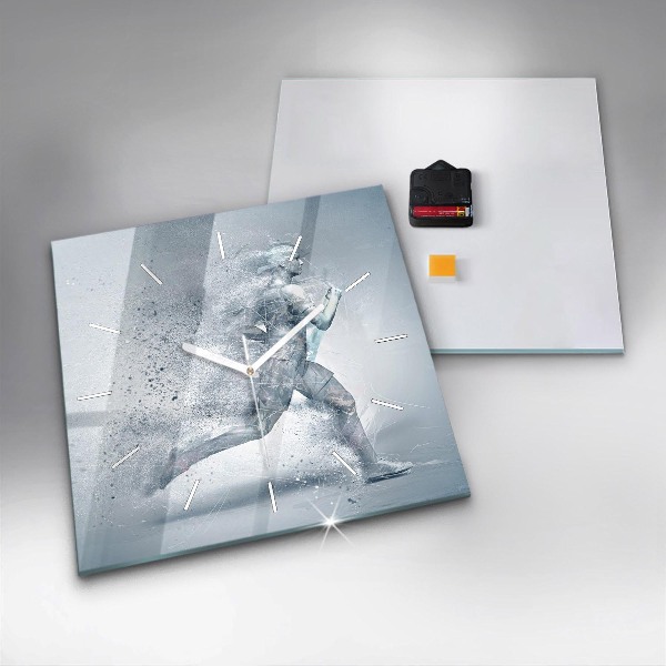 Čtvercové nástěnné hodiny Běžící muž