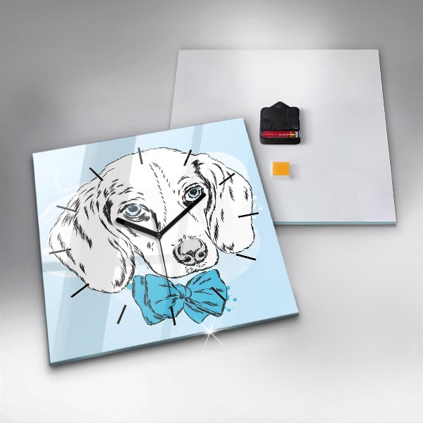 Čtvercové nástěnné hodiny Psí štěně