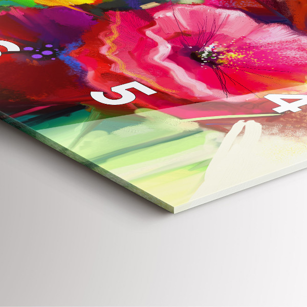 Čtvercové nástěnné hodiny Barevné máky