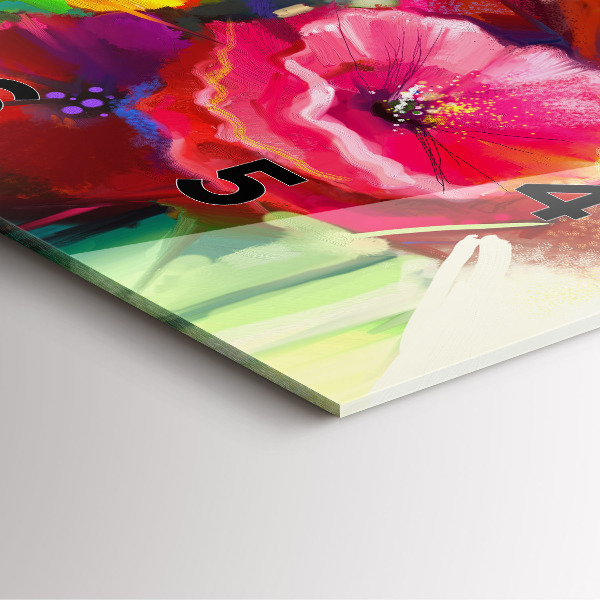 Čtvercové nástěnné hodiny Barevné máky