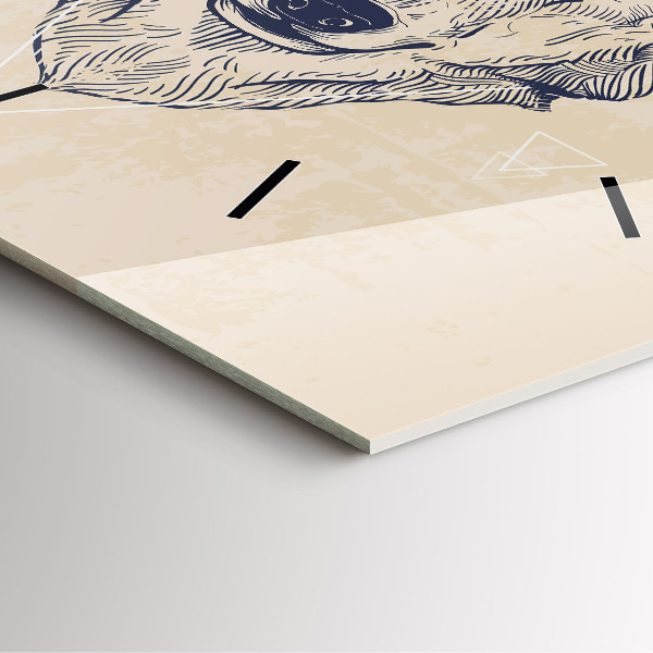 Čtvercové nástěnné hodiny Hlava vlka