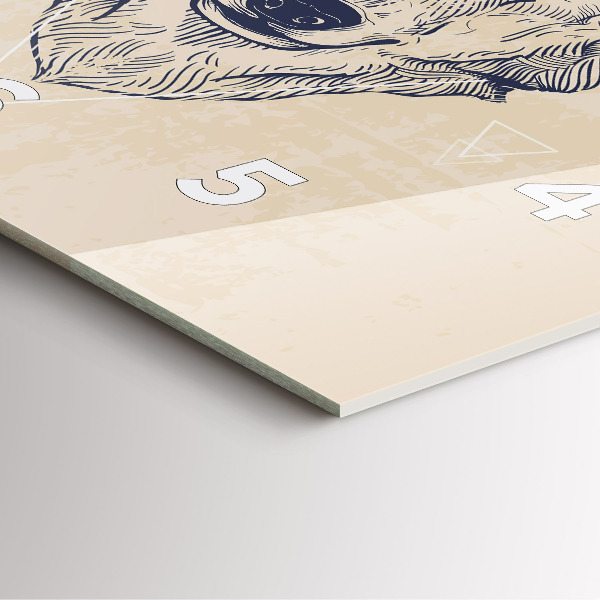 Čtvercové nástěnné hodiny Hlava vlka