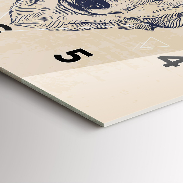 Čtvercové nástěnné hodiny Hlava vlka