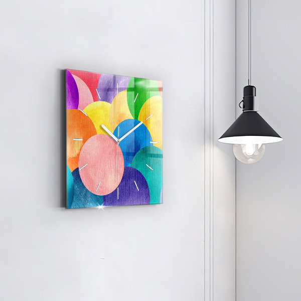 Čtvercové nástěnné hodiny Abstraktní kruhy