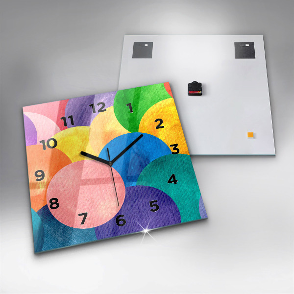 Čtvercové nástěnné hodiny Abstraktní kruhy