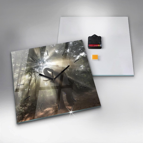 Čtvercové nástěnné hodiny Slon v džungli