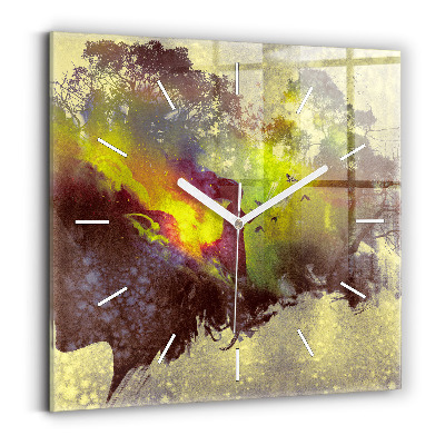 Čtvercové nástěnné hodiny Žena v lese