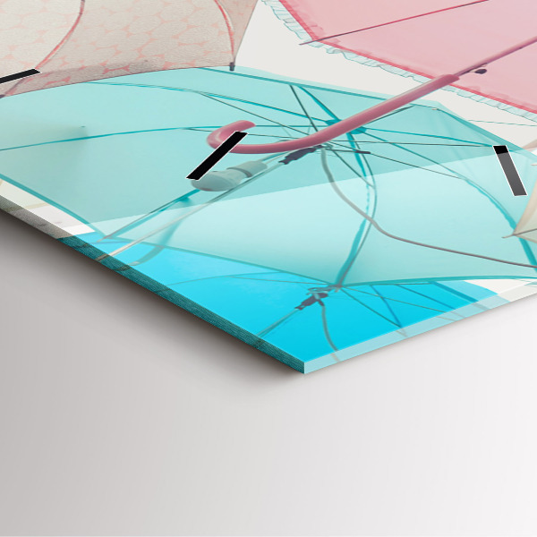 Čtvercové nástěnné hodiny Pastelové deštníky