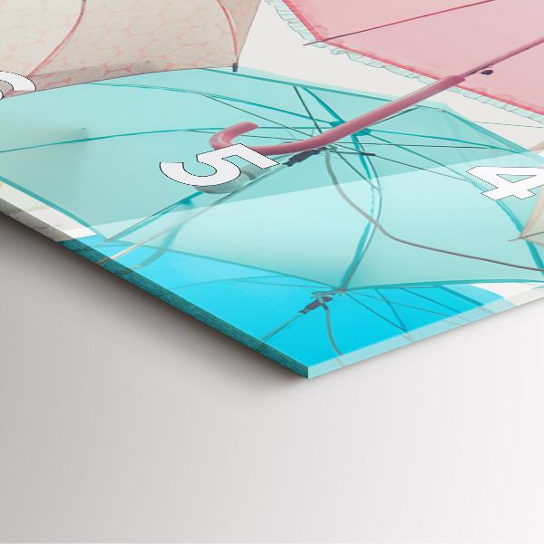 Čtvercové nástěnné hodiny Pastelové deštníky