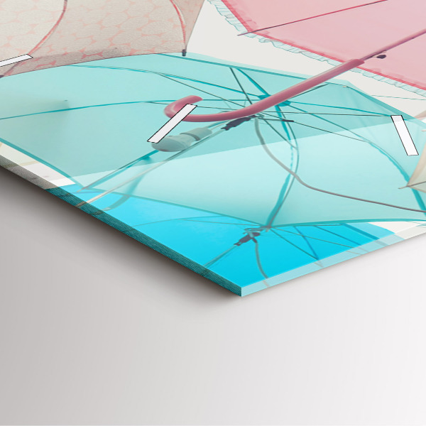 Čtvercové nástěnné hodiny Pastelové deštníky