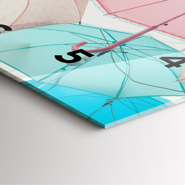 Čtvercové nástěnné hodiny Pastelové deštníky