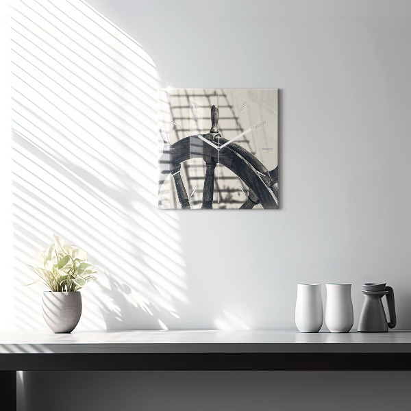 Čtvercové nástěnné hodiny Starobylá loď