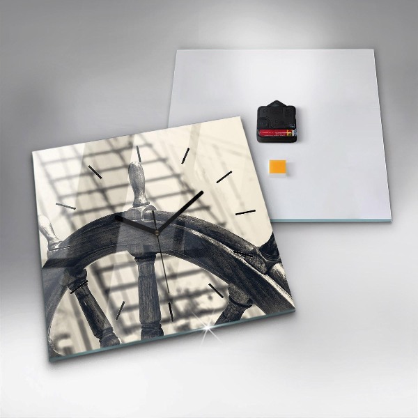 Čtvercové nástěnné hodiny Starobylá loď