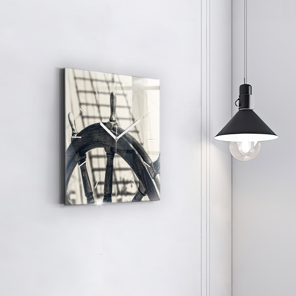 Čtvercové nástěnné hodiny Starobylá loď