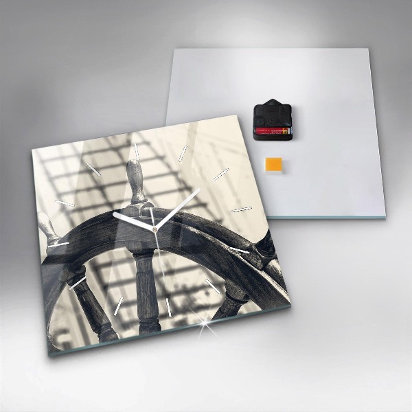 Čtvercové nástěnné hodiny Starobylá loď