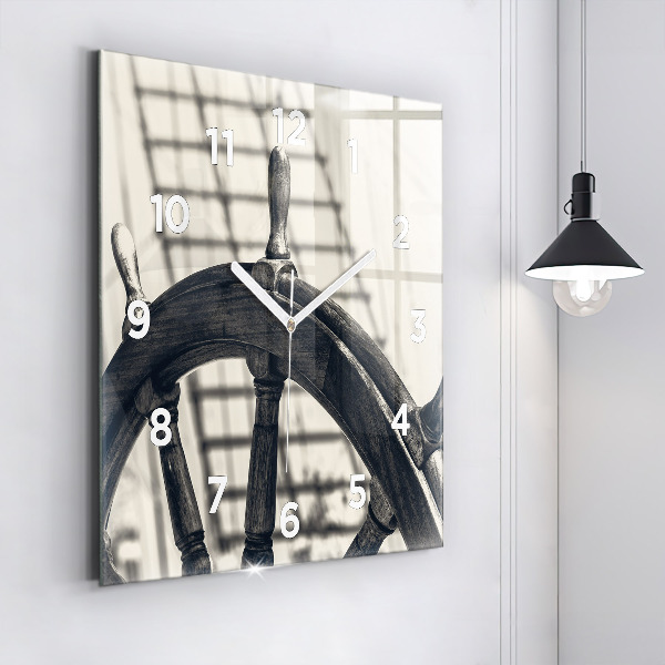 Čtvercové nástěnné hodiny Starobylá loď