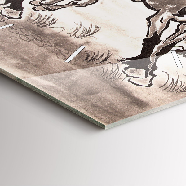 Čtvercové nástěnné hodiny Cválající koně