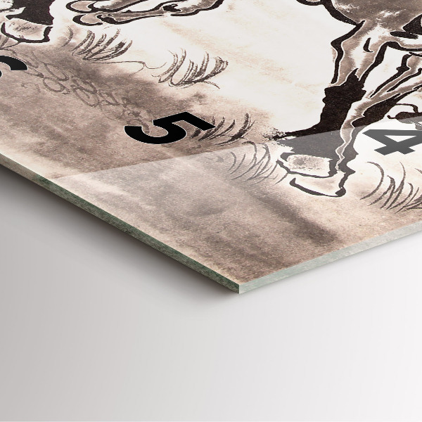 Čtvercové nástěnné hodiny Cválající koně