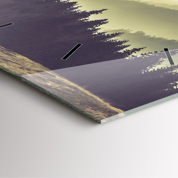 Čtvercové nástěnné hodiny Mlžné horské svahy