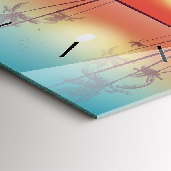 Čtvercové nástěnné hodiny Tropické palmy