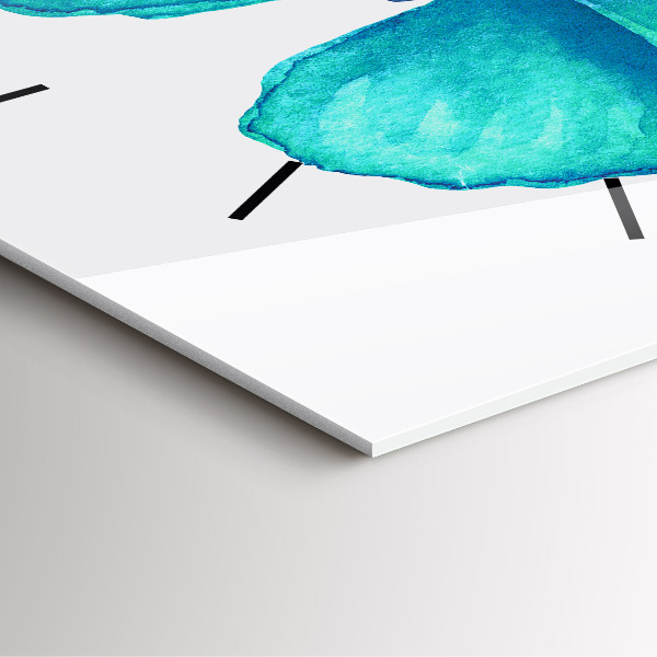 Čtvercové nástěnné hodiny Tyrkysový letní motýl