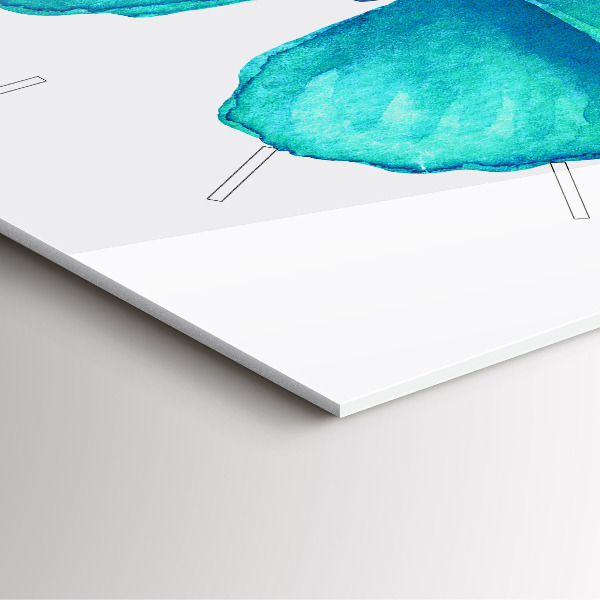 Čtvercové nástěnné hodiny Tyrkysový letní motýl