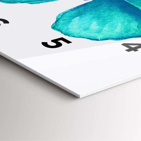 Čtvercové nástěnné hodiny Tyrkysový letní motýl