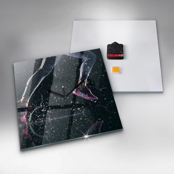 Čtvercové nástěnné hodiny Zdravý životní styl a běh