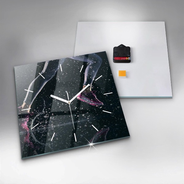 Čtvercové nástěnné hodiny Zdravý životní styl a běh