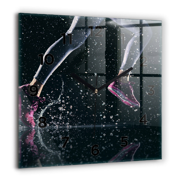 Čtvercové nástěnné hodiny Zdravý životní styl a běh