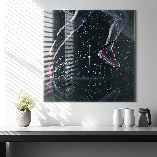 Čtvercové nástěnné hodiny Zdravý životní styl a běh