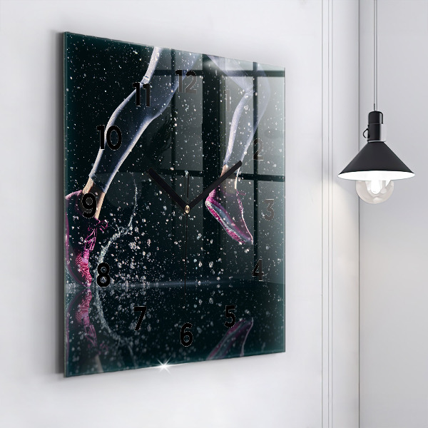 Čtvercové nástěnné hodiny Zdravý životní styl a běh