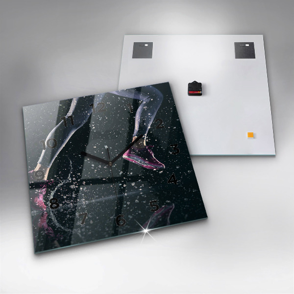 Čtvercové nástěnné hodiny Zdravý životní styl a běh