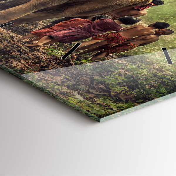 Čtvercové nástěnné hodiny Děti vedoucí slona