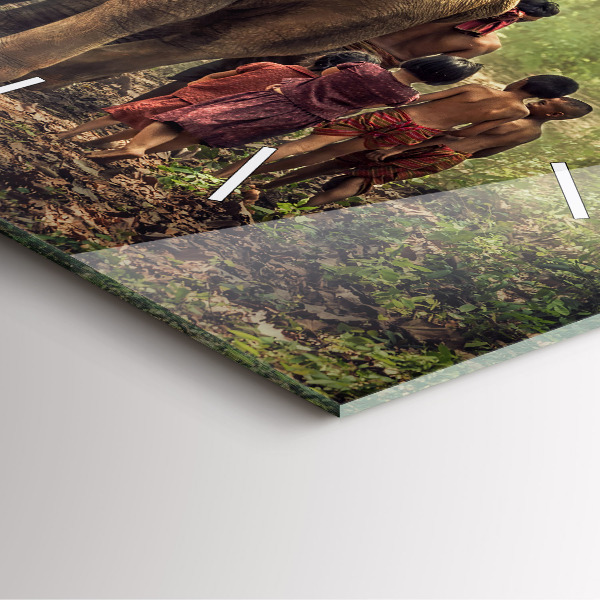 Čtvercové nástěnné hodiny Děti vedoucí slona