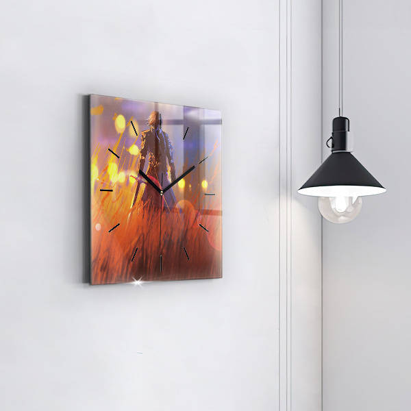 Čtvercové nástěnné hodiny Rytíř s mečem