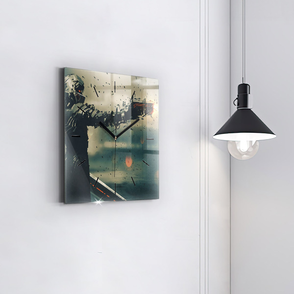 Čtvercové nástěnné hodiny Hra se smrtícími zbraněmi