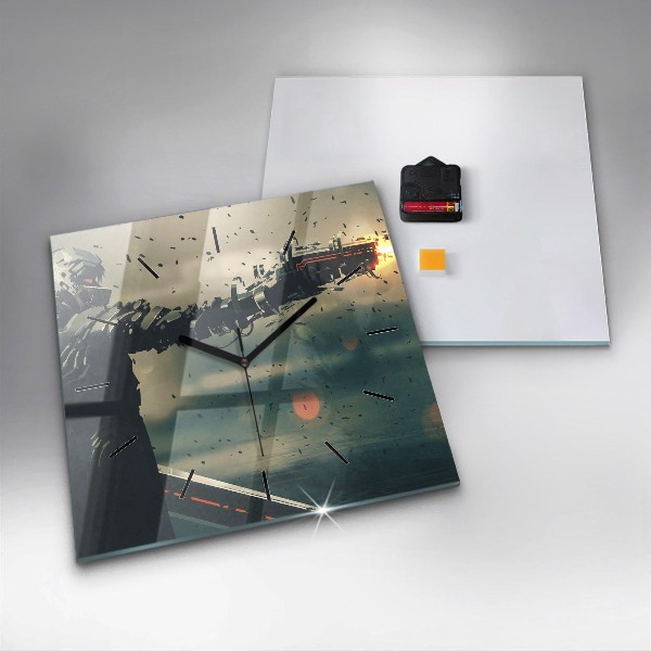 Čtvercové nástěnné hodiny Hra se smrtícími zbraněmi