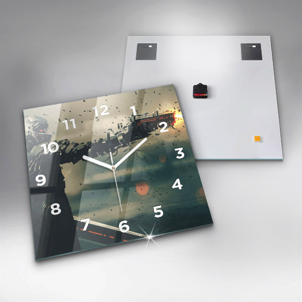 Čtvercové nástěnné hodiny Hra se smrtícími zbraněmi