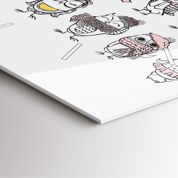 Čtvercové nástěnné hodiny Vintage plakát se sovami